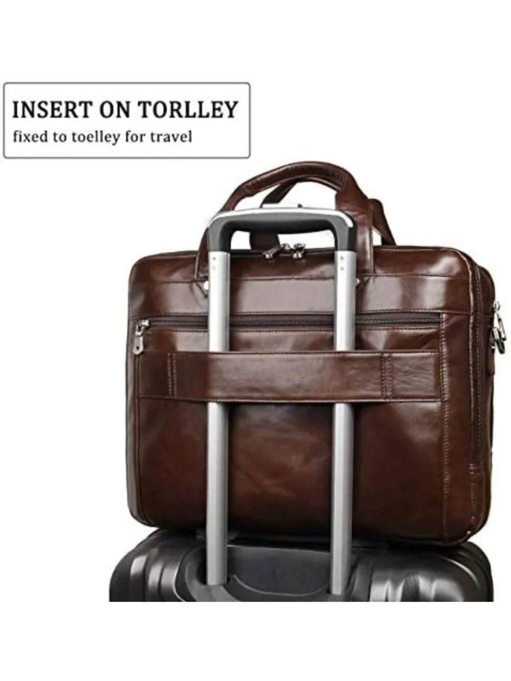 Stylish Leather Briefcase for Men, 15.6